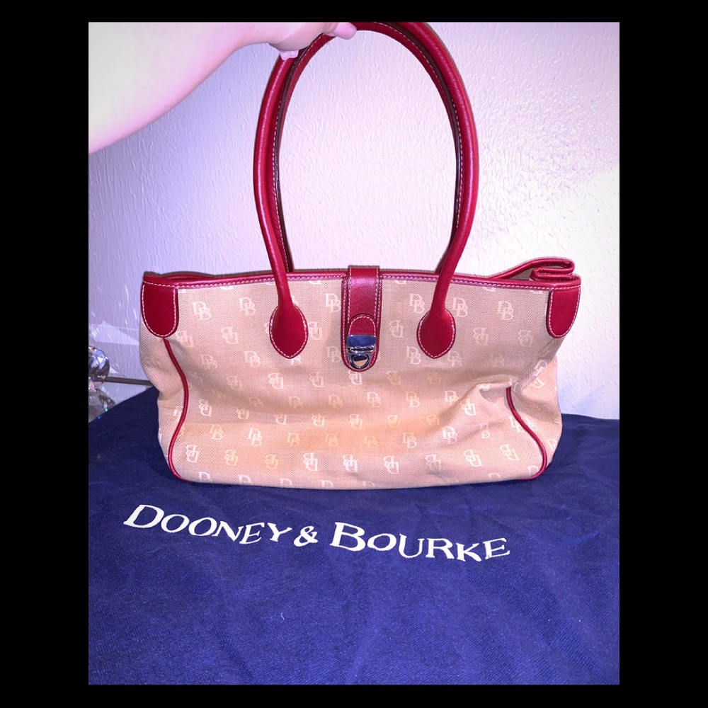 Dooney and Bourke red and tan satchel